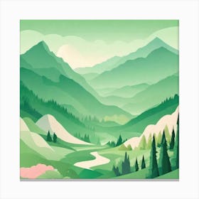 Misty mountains background in green tone 198 Canvas Print