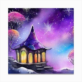 Fairy House In The Snow Canvas Print