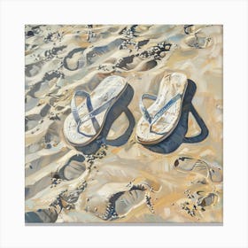 Pair Of Sandals And Sand Canvas Print