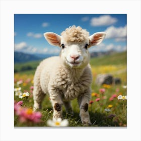 Lamb In The Meadow Canvas Print