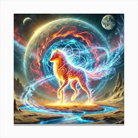 Fire Wolf Elemental Transformation Portrait Canvas Print