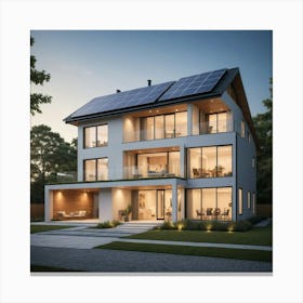 House With Solar Panels Canvas Print