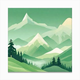 Misty mountains background in green tone 180 Canvas Print