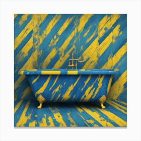 Blue And Yellow Bathroom Canvas Print