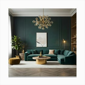 Green Living Room 3 Canvas Print
