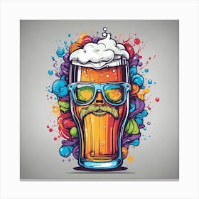 Beer Glass With Glasses And Mustache Canvas Print