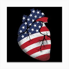 Usa Heart Flag Canvas Print