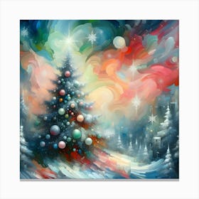 Christmas Tree In The Snow 1 Canvas Print