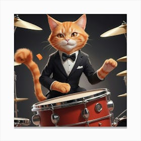 Cat Playing Drums 1 Canvas Print