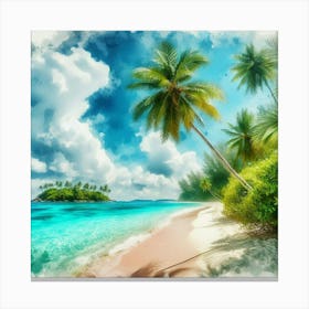 Watercolor Tropical Beach Toile