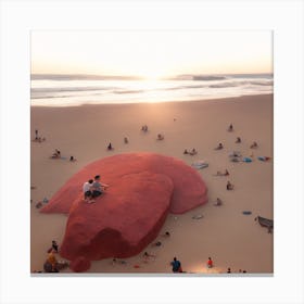 Red Rock On The Beach Canvas Print