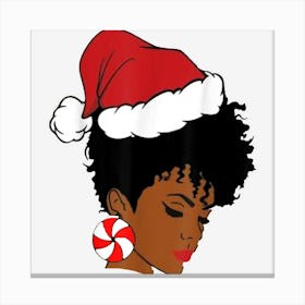 Black African American Girl Christmas Melanin Santa Hat Xmas Canvas Print