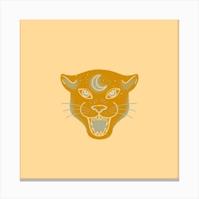 Moon Panther Square Canvas Print