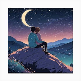 Couple Sitting Together Art Print (1) Canvas Print