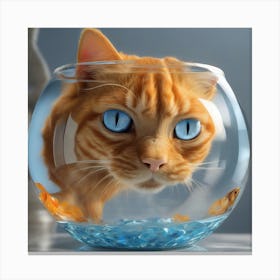 Cat In A Fish Bowl 30 Canvas Print