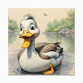 Duck In The Water 4 Canvas Print