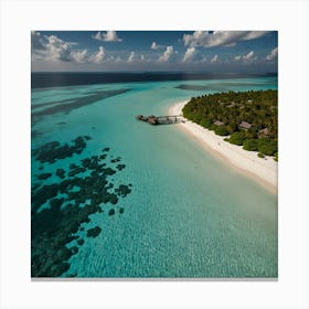 Aerial View Of Maldives Island Canvas Print