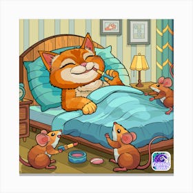 Cat In Bed Canvas Print