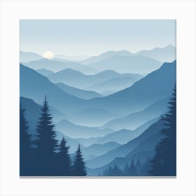 Misty mountains background in blue tone 82 Canvas Print