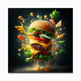 Burger Exploding Canvas Print