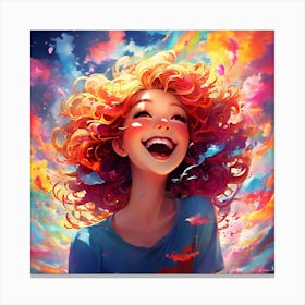Happy Girl With Colorful Hair Canvas Print