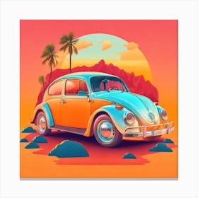 Vw Beetle At Sunset Canvas Print