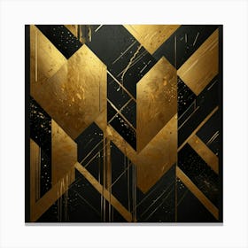 Abstract Gold And Black Painting Canvas Print