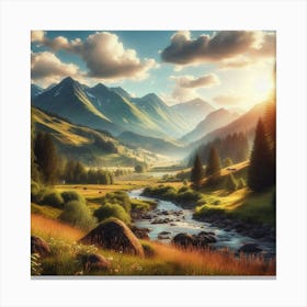 Sunset In The Mountains Canvas Print