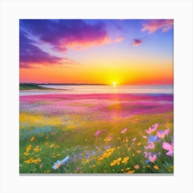 Sunset In The Meadow3 Canvas Print