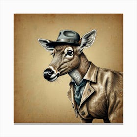 Deer In Hat Canvas Print