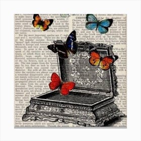 Butterfly Book Art Canvas Print