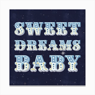 Sweet Dreams Carnival Style Typography Square Canvas Print