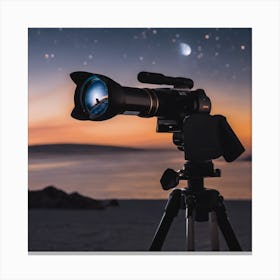 Night Sky With Telescope Canvas Print