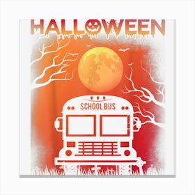 Halloween Themed Vintage School Bus Driver Halloween Holiday Canvas Print