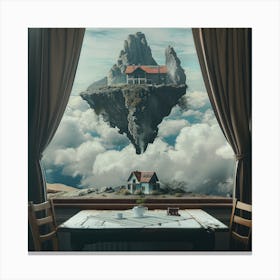 Floating Dreams: A Glimpse Beyond the Window Surrealist Tradition Canvas Print