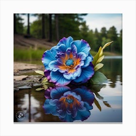 Blue Flower In Water Canvas Print