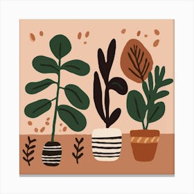 Potted Plants Background Boho Canvas Print