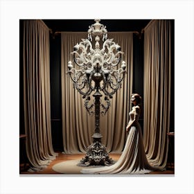 Bride With A Chandelier Canvas Print