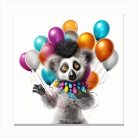 Lemur With Balloons 1 Canvas Print