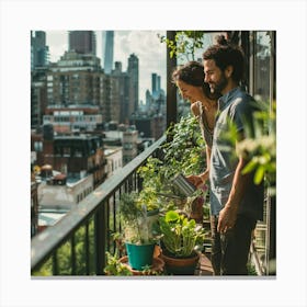 Stockcake Urban Gardening Couple 1720412622 Canvas Print