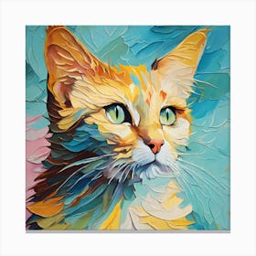 Abstract Vincent van Gogh painting cat in pastel shades. 1 Canvas Print