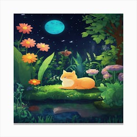 Cat In The Garden 2 Canvas Print