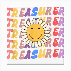 Treasurer Retro Sunflower Groovy Finance Back Work Canvas Print