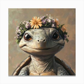 Turtle With Flower Crown Leinwandbild