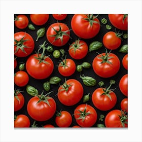 Tomatoes On Black Background 2 Canvas Print