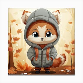 Cute Fox In Autumn Forest Canvas Print