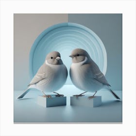 Firefly A Modern Illustration Of 2 Beautiful Sparrows Together In Neutral Colors Of Taupe, Gray, Tan (80) Canvas Print