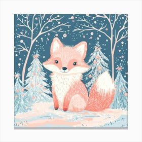 Vector Illustration Cute Christmas Fox Canvas Print