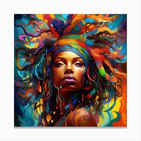 African Woman With Colorful Hair Canvas Print
