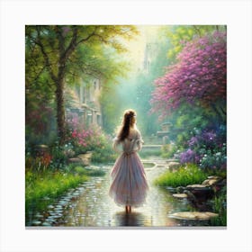 Girl In A Garden 1 Canvas Print